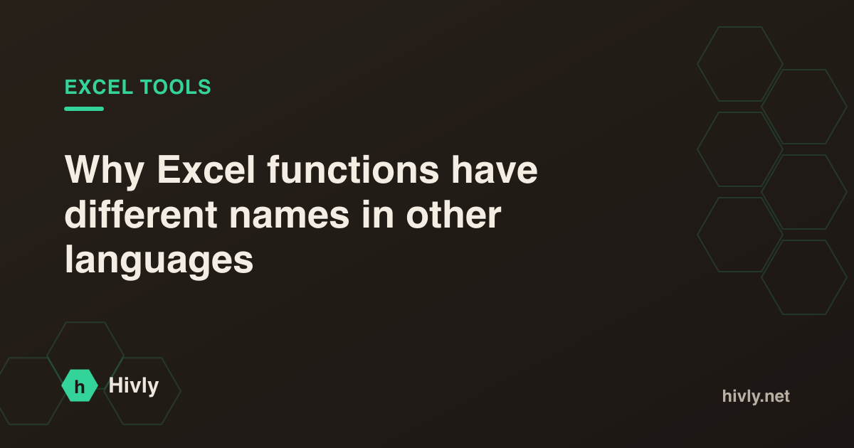 Why Excel functions have different names in other languages